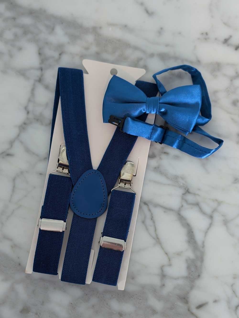 Blue Bowtie And Suspenders Set